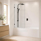 Fienza Curved Edge Fixed Frameless Bathtub Screen 10mm Glass 700/800x1500mm - Variant Colour Fittings