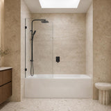 Fienza Curved Edge Fixed Frameless Bathtub Screen 10mm Glass 700/800x1500mm - Variant Colour Fittings