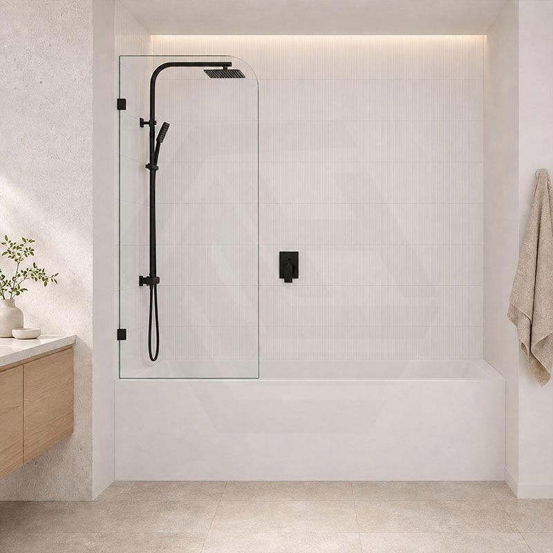 Fienza Curved Edge Fixed Frameless Bathtub Screen 10mm Glass 700/800x1500mm - Variant Colour Fittings
