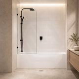 Fienza Curved Edge Fixed Frameless Bathtub Screen 10mm Glass 700/800x1500mm - Variant Colour Fittings