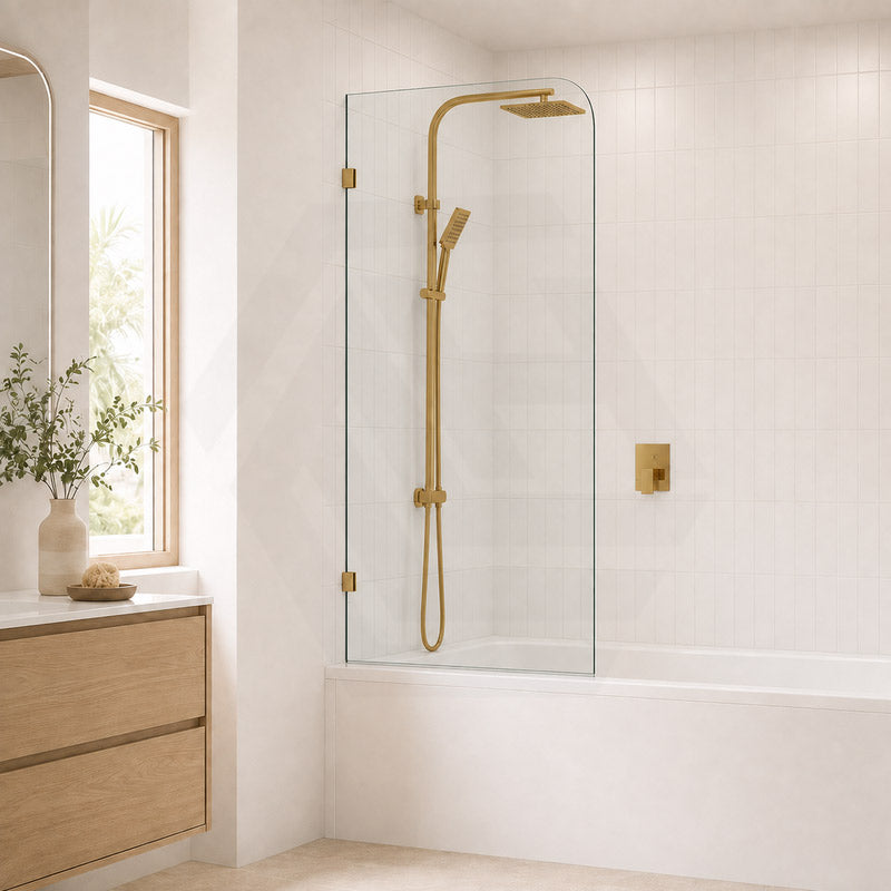 Fienza Curved Edge Fixed Frameless Bathtub Screen 10mm Glass 700/800x1500mm - Variant Colour Fittings