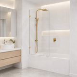 Fienza Curved Edge Fixed Frameless Bathtub Screen 10mm Glass 700/800x1500mm - Variant Colour Fittings