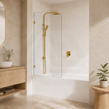 Fienza Curved Edge Fixed Frameless Bathtub Screen 10mm Glass 700/800x1500mm - Variant Colour Fittings