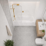 Fienza Curved Edge Fixed Frameless Bathtub Screen 10mm Glass 700/800x1500mm - Variant Colour Fittings