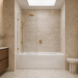 Fienza Curved Edge Fixed Frameless Bathtub Screen 10mm Glass 700/800x1500mm - Variant Colour Fittings