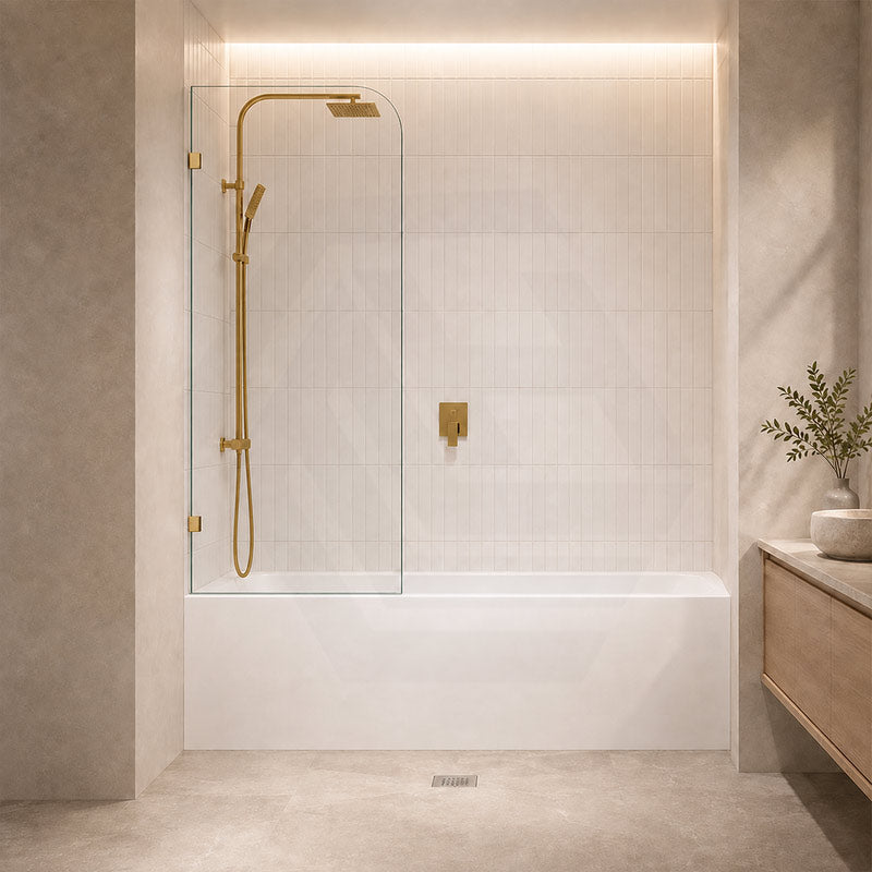 Fienza Curved Edge Fixed Frameless Bathtub Screen 10mm Glass 700/800x1500mm - Variant Colour Fittings
