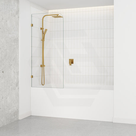 Fienza Curved Edge Fixed Frameless Bathtub Screen 10mm Glass 700/800x1500mm - Variant Colour Fittings