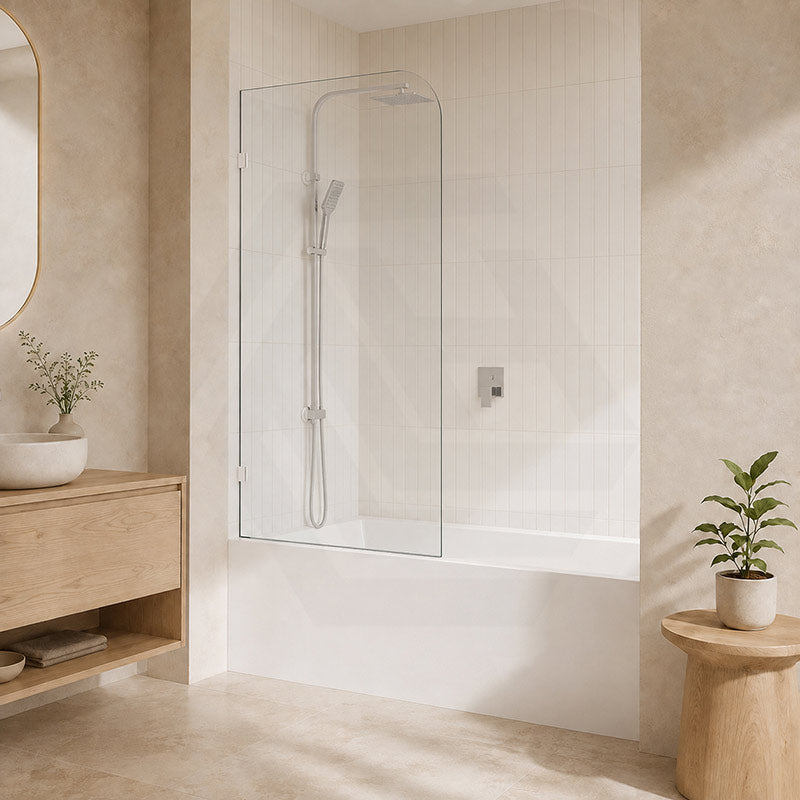 Fienza Curved Edge Fixed Frameless Bathtub Screen 10mm Glass 700/800x1500mm - Variant Colour Fittings