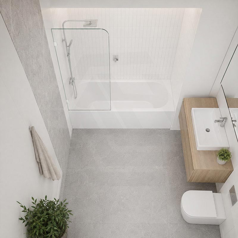 Fienza Curved Edge Fixed Frameless Bathtub Screen 10mm Glass 700/800x1500mm - Variant Colour Fittings