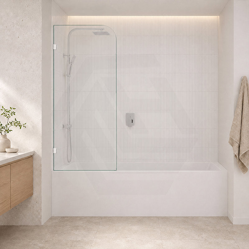 Fienza Curved Edge Fixed Frameless Bathtub Screen 10mm Glass 700/800x1500mm - Variant Colour Fittings