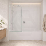 Fienza Curved Edge Fixed Frameless Bathtub Screen 10mm Glass 700/800x1500mm - Variant Colour Fittings