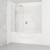 Fienza Curved Edge Fixed Frameless Bathtub Screen 10mm Glass 700/800x1500mm - Variant Colour Fittings