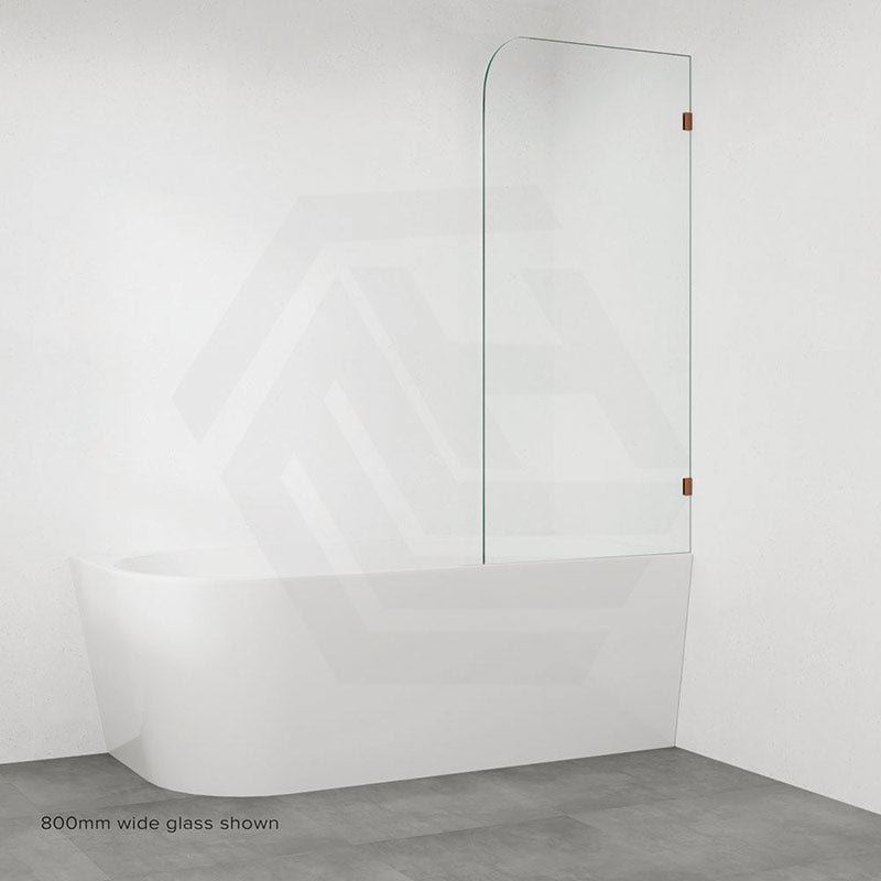 Fienza Curved Edge Fixed Frameless Bathtub Screen 10mm Glass 700/800x1500mm - Variant Colour Fittings