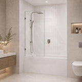 Fienza Rectangular Fixed Frameless Bathtub Screen 10mm Glass 700/800/900x1500mm - Variant Colour Fittings