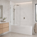 Fienza Rectangular Fixed Frameless Bathtub Screen 10mm Glass 700/800/900x1500mm - Variant Colour Fittings