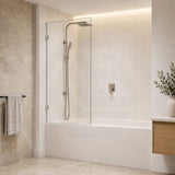 Fienza Rectangular Fixed Frameless Bathtub Screen 10mm Glass 700/800/900x1500mm - Variant Colour Fittings