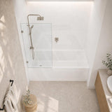 Fienza Rectangular Fixed Frameless Bathtub Screen 10mm Glass 700/800/900x1500mm - Variant Colour Fittings