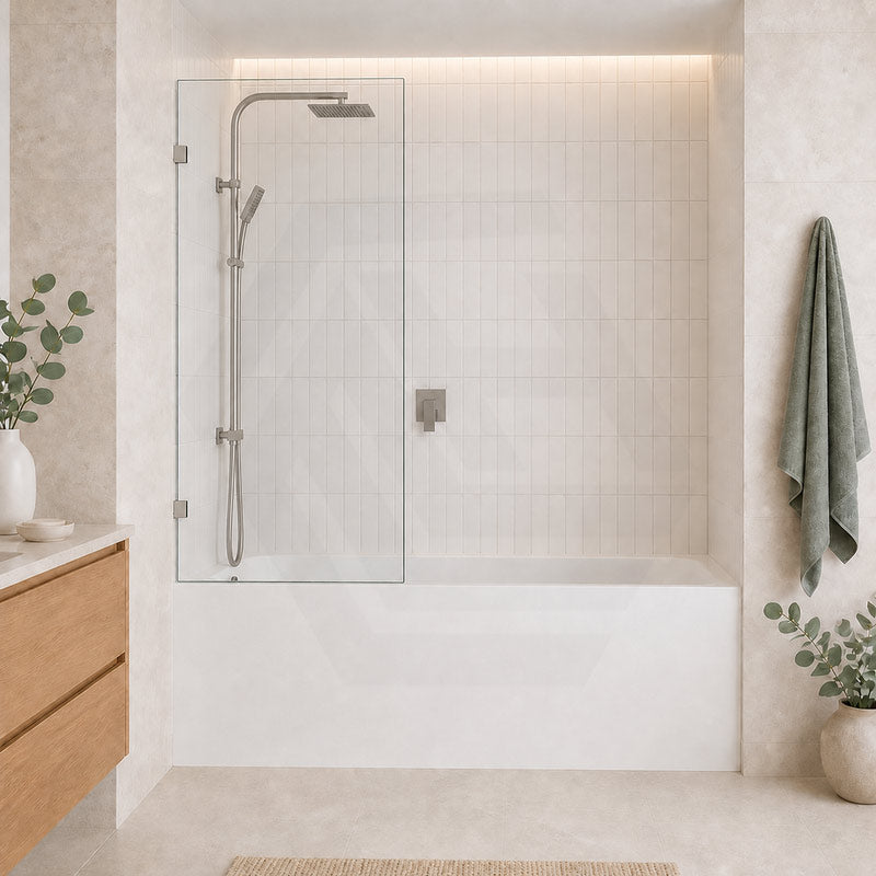 Fienza Rectangular Fixed Frameless Bathtub Screen 10mm Glass 700/800/900x1500mm - Variant Colour Fittings