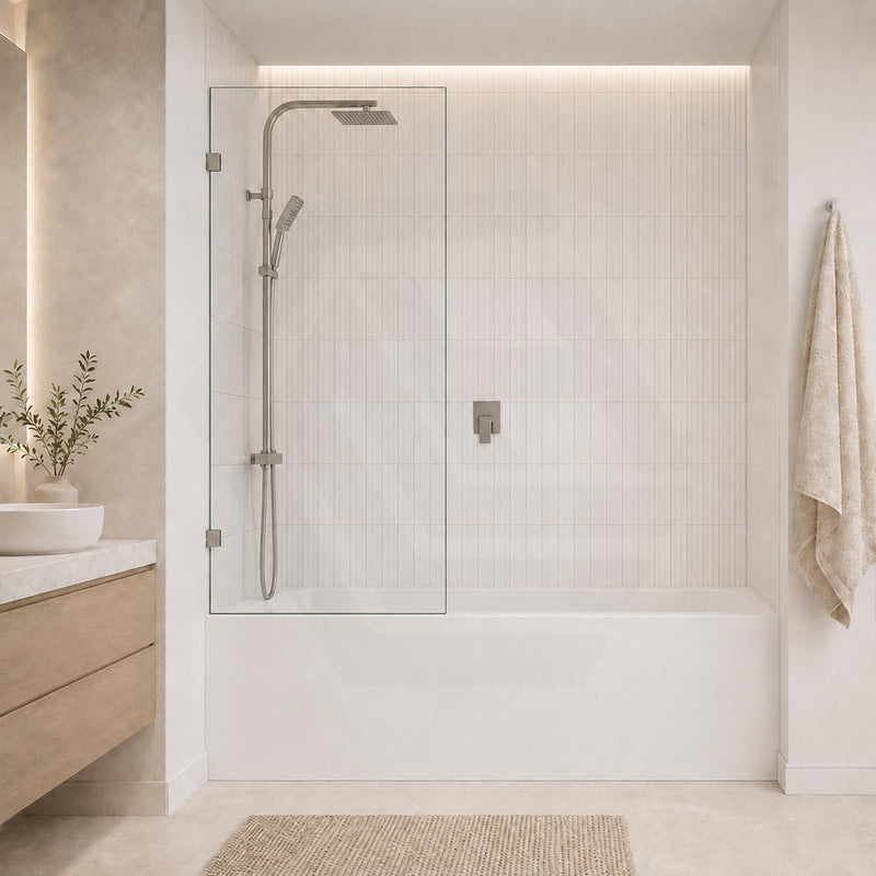 Fienza Rectangular Fixed Frameless Bathtub Screen 10mm Glass 700/800/900x1500mm - Variant Colour Fittings
