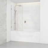 Fienza Rectangular Fixed Frameless Bathtub Screen 10mm Glass 700/800/900x1500mm - Variant Colour Fittings