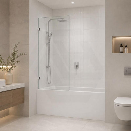 Fienza Rectangular Fixed Frameless Bathtub Screen 10mm Glass 700/800/900x1500mm - Variant Colour Fittings
