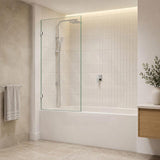 Fienza Rectangular Fixed Frameless Bathtub Screen 10mm Glass 700/800/900x1500mm - Variant Colour Fittings
