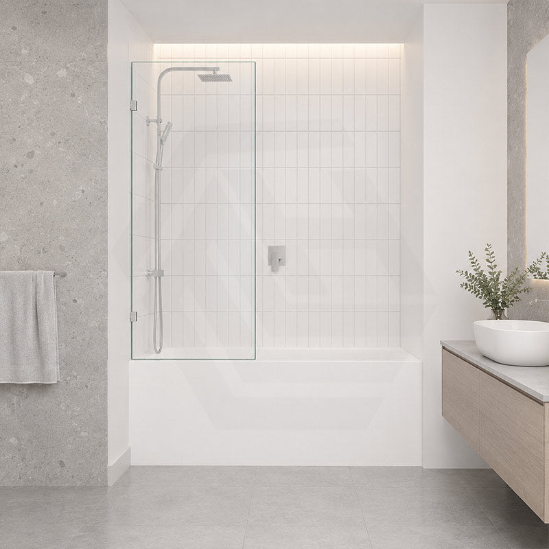 Fienza Rectangular Fixed Frameless Bathtub Screen 10mm Glass 700/800/900x1500mm - Variant Colour Fittings