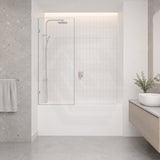 Fienza Rectangular Fixed Frameless Bathtub Screen 10mm Glass 700/800/900x1500mm - Variant Colour Fittings
