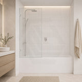 Fienza Rectangular Fixed Frameless Bathtub Screen 10mm Glass 700/800/900x1500mm - Variant Colour Fittings