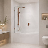 Fienza Rectangular Fixed Frameless Bathtub Screen 10mm Glass 700/800/900x1500mm - Variant Colour Fittings