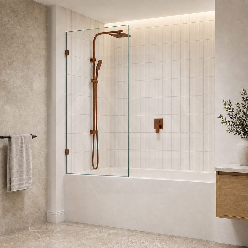 Fienza Rectangular Fixed Frameless Bathtub Screen 10mm Glass 700/800/900x1500mm - Variant Colour Fittings