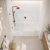 Fienza Rectangular Fixed Frameless Bathtub Screen 10mm Glass 700/800/900x1500mm - Variant Colour Fittings