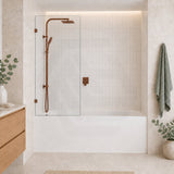 Fienza Rectangular Fixed Frameless Bathtub Screen 10mm Glass 700/800/900x1500mm - Variant Colour Fittings