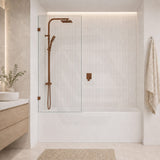 Fienza Rectangular Fixed Frameless Bathtub Screen 10mm Glass 700/800/900x1500mm - Variant Colour Fittings
