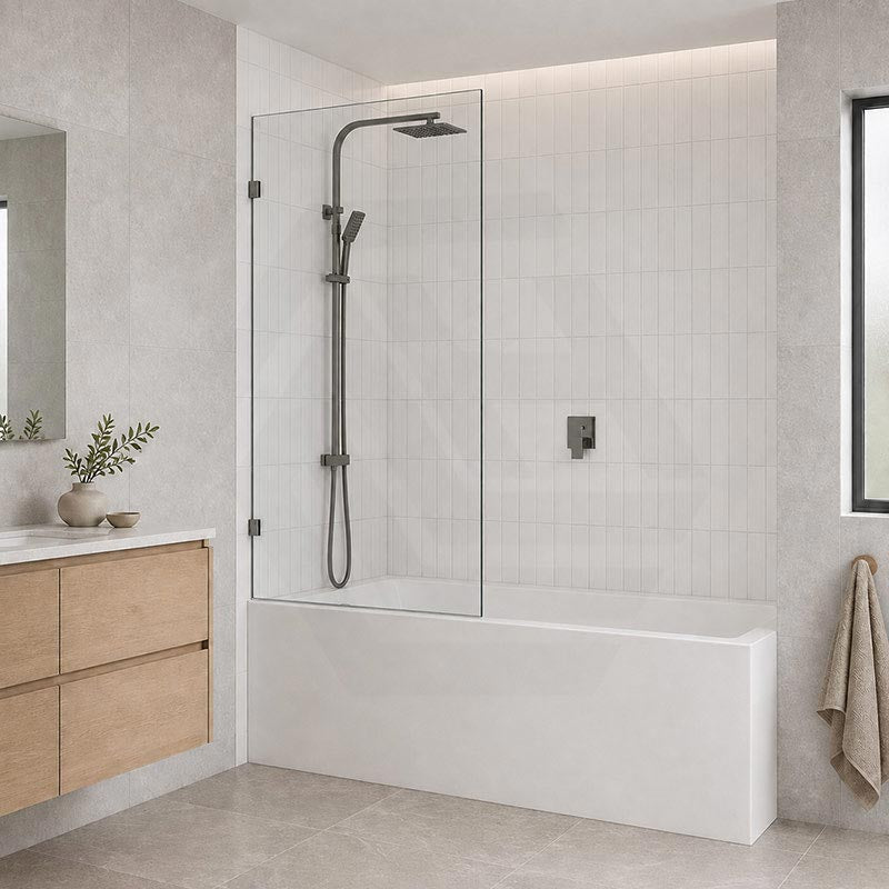 Fienza Rectangular Fixed Frameless Bathtub Screen 10mm Glass 700/800/900x1500mm - Variant Colour Fittings
