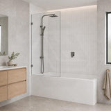 Fienza Rectangular Fixed Frameless Bathtub Screen 10mm Glass 700/800/900x1500mm - Variant Colour Fittings