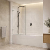 Fienza Rectangular Fixed Frameless Bathtub Screen 10mm Glass 700/800/900x1500mm - Variant Colour Fittings