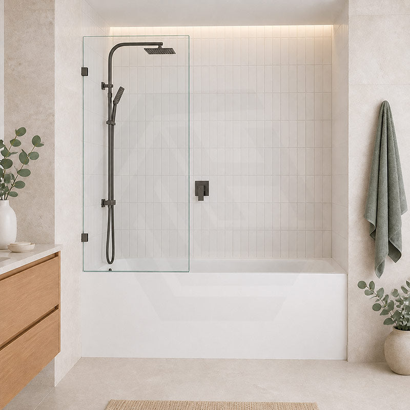 Fienza Rectangular Fixed Frameless Bathtub Screen 10mm Glass 700/800/900x1500mm - Variant Colour Fittings
