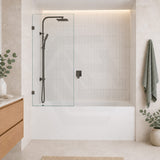 Fienza Rectangular Fixed Frameless Bathtub Screen 10mm Glass 700/800/900x1500mm - Variant Colour Fittings
