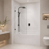 Fienza Rectangular Fixed Frameless Bathtub Screen 10mm Glass 700/800/900x1500mm - Variant Colour Fittings