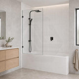 Fienza Rectangular Fixed Frameless Bathtub Screen 10mm Glass 700/800/900x1500mm - Variant Colour Fittings