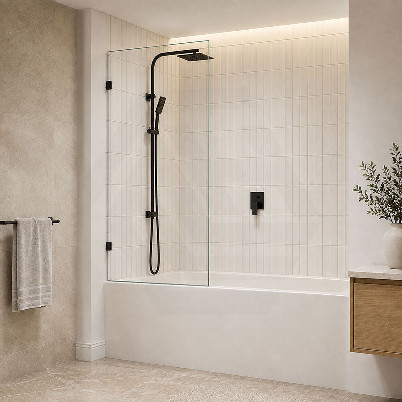 Fienza Rectangular Fixed Frameless Bathtub Screen 10mm Glass 700/800/900x1500mm - Variant Colour Fittings