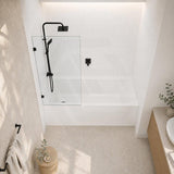 Fienza Rectangular Fixed Frameless Bathtub Screen 10mm Glass 700/800/900x1500mm - Variant Colour Fittings