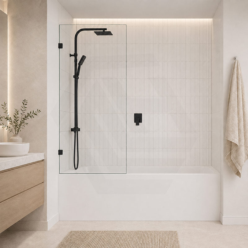 Fienza Rectangular Fixed Frameless Bathtub Screen 10mm Glass 700/800/900x1500mm - Variant Colour Fittings