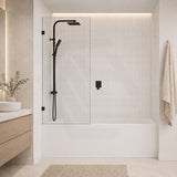 Fienza Rectangular Fixed Frameless Bathtub Screen 10mm Glass 700/800/900x1500mm - Variant Colour Fittings