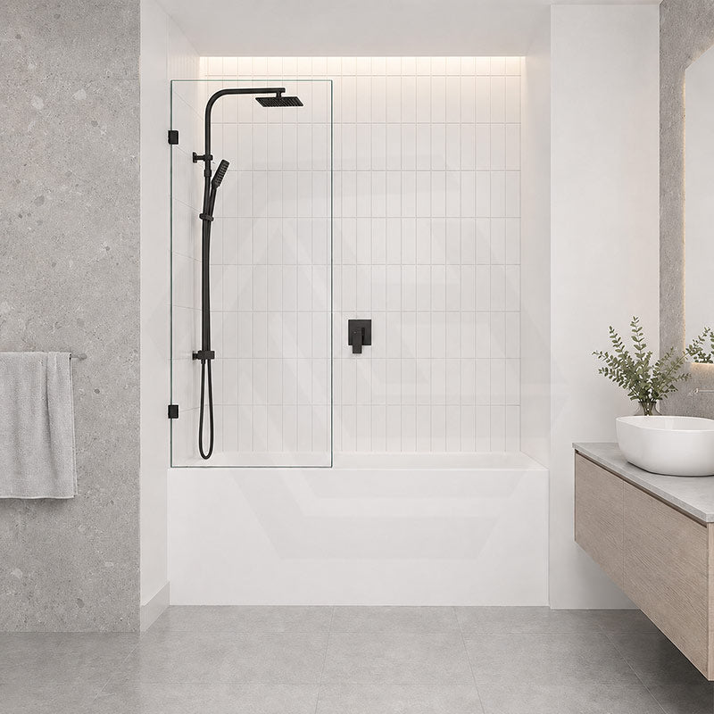 Fienza Rectangular Fixed Frameless Bathtub Screen 10mm Glass 700/800/900x1500mm - Variant Colour Fittings