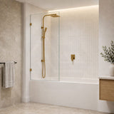 Fienza Rectangular Fixed Frameless Bathtub Screen 10mm Glass 700/800/900x1500mm - Variant Colour Fittings