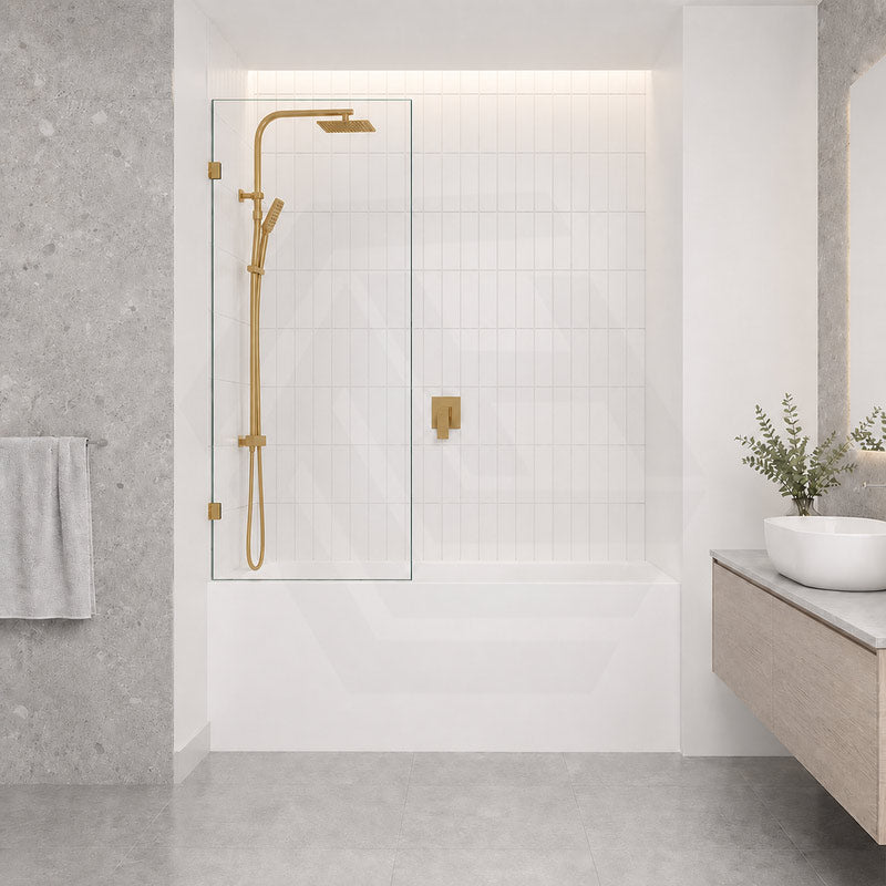 Fienza Rectangular Fixed Frameless Bathtub Screen 10mm Glass 700/800/900x1500mm - Variant Colour Fittings