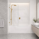 Fienza Rectangular Fixed Frameless Bathtub Screen 10mm Glass 700/800/900x1500mm - Variant Colour Fittings