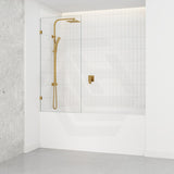 Fienza Rectangular Fixed Frameless Bathtub Screen 10mm Glass 700/800/900x1500mm - Variant Colour Fittings